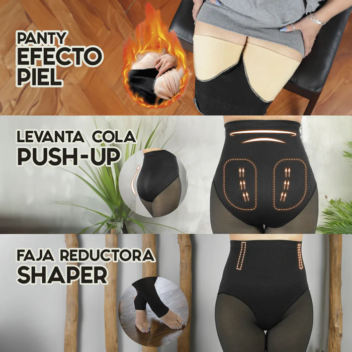 Pantys Efecto piel con Faja levanta cola